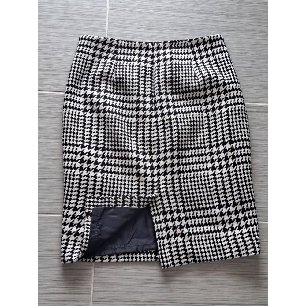 Vtg Liz Claiborne Houndstooth Black & White Pencil Skirt Size 6 Wool Blend - Picture 8 of 8